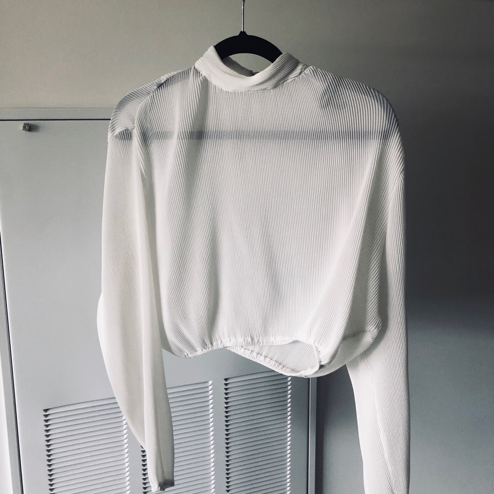 Missguided white ruffle crop top